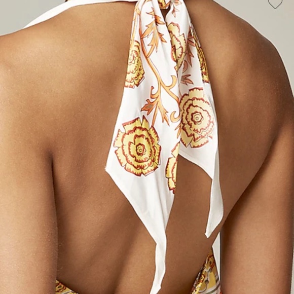 J. CREW Open-back halter top in sunset rose block print $118 XS NWT - Picture 4 of 5